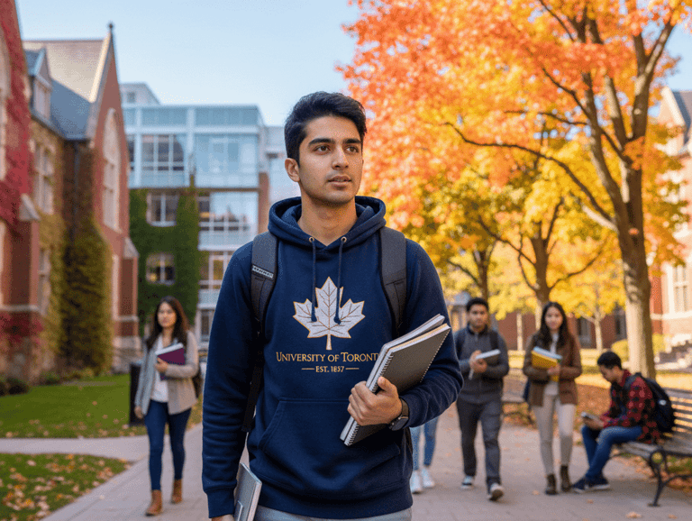 Pakistani student at prestigious Canadian university campus doing research work