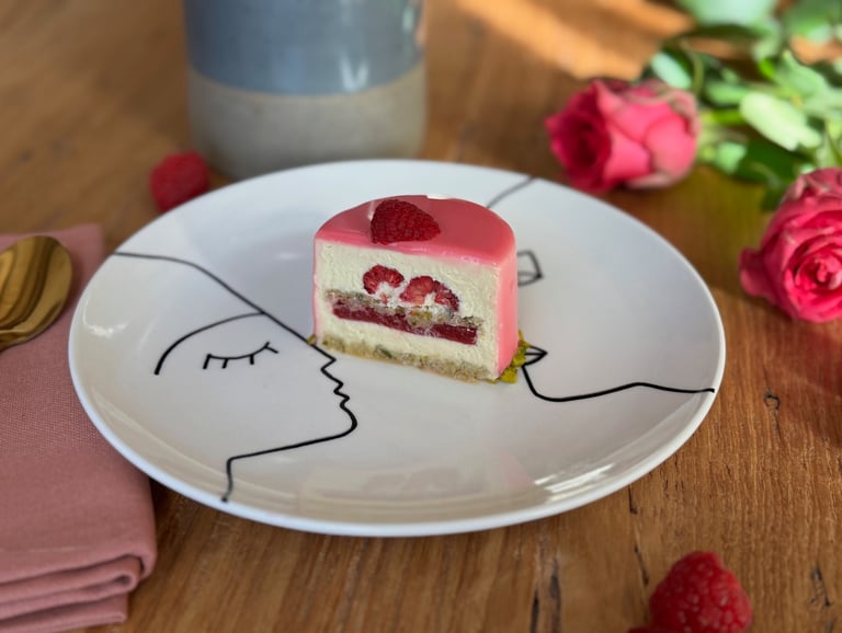 entremet pistache framboise