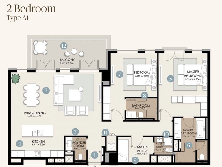nawayef park views 2 bedroom plan
