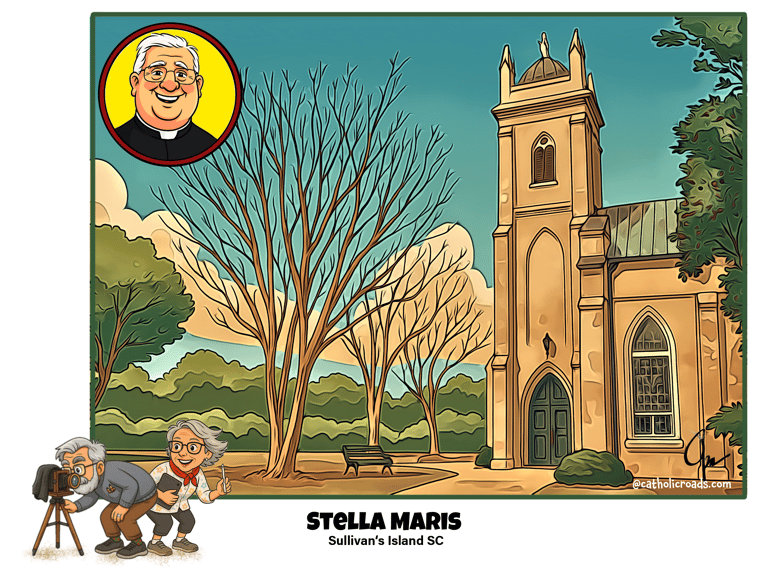 Cartoon of Stella Maris and Pastor on Sullivan’s Island