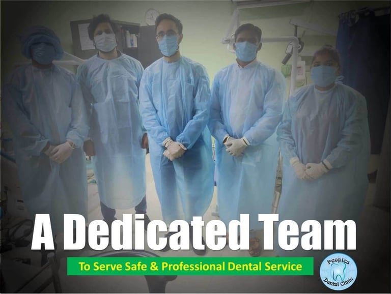 Qualified dental team working in a clinical environment