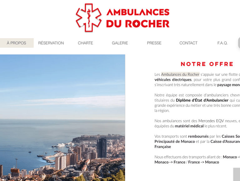 site internet ambulances du rocher