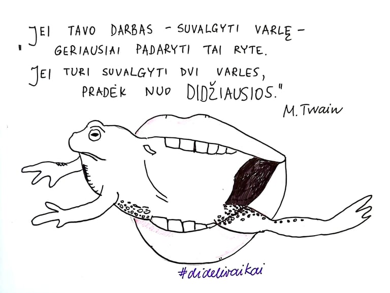 jei turi suvalgyti varlę, pradėk nuo didžiausios