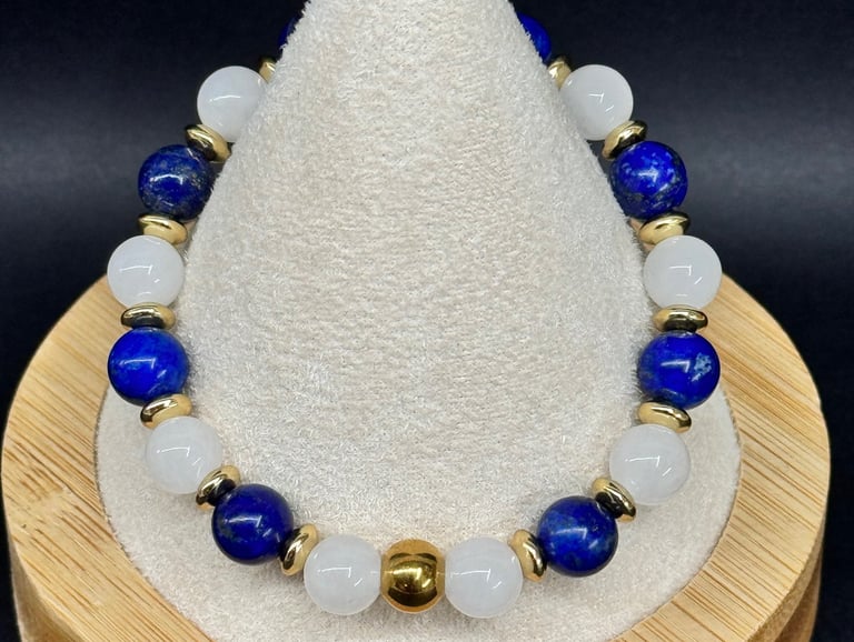 Bracelet Lapis lazuli et jade blanc