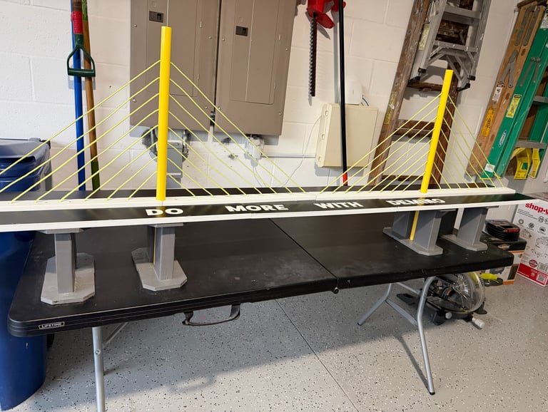 Finished Sunshine Skyway bridge, a wood model representing Gianna Demino’s plan for FL DEC