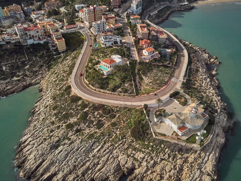 a road with a winding road and a winding road