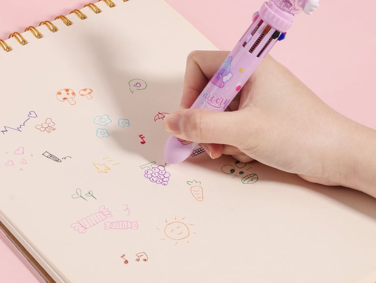 Selezione di cartoleria kawaii di Kerika: quaderni, penne e adesivi colorati per aggiungere creativi