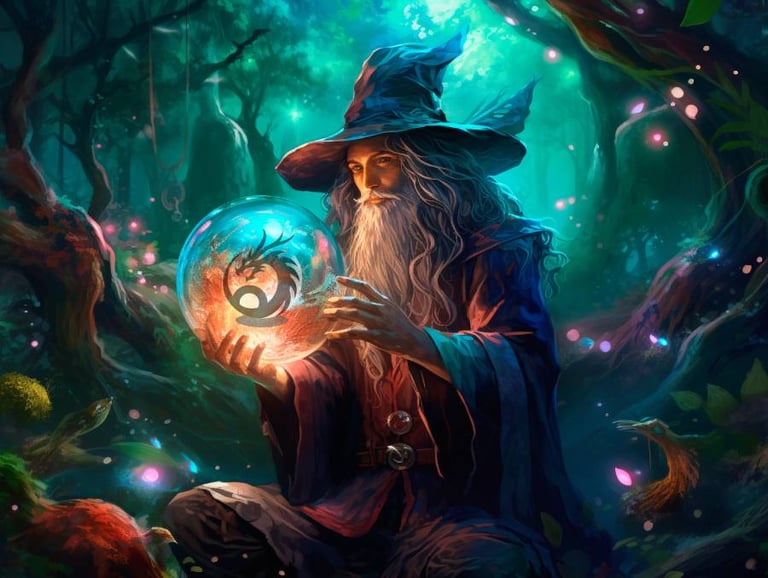 Un magicien pratique une magie divinatoire