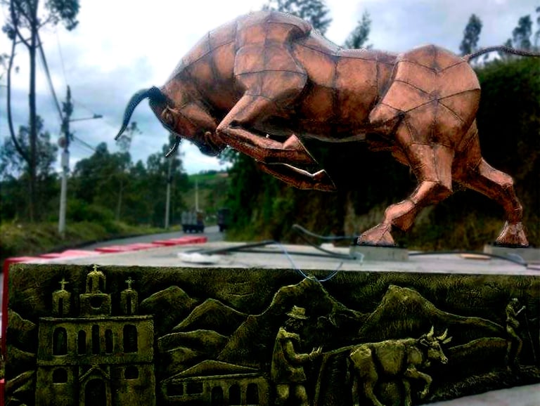 escultura metal toro