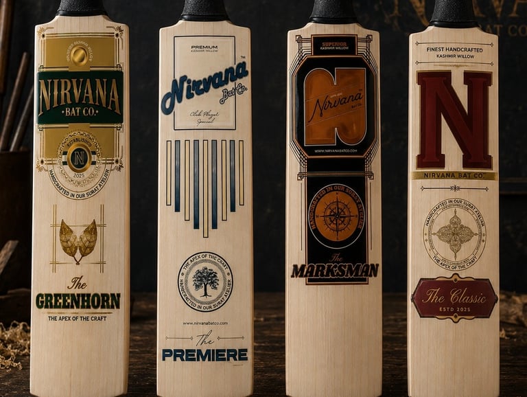 Hand-finished Nirvana cricket bat crafted in the Surat atelier.