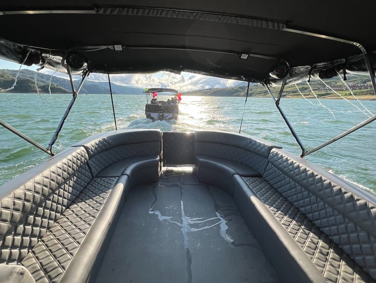 a boat with a boat in the water