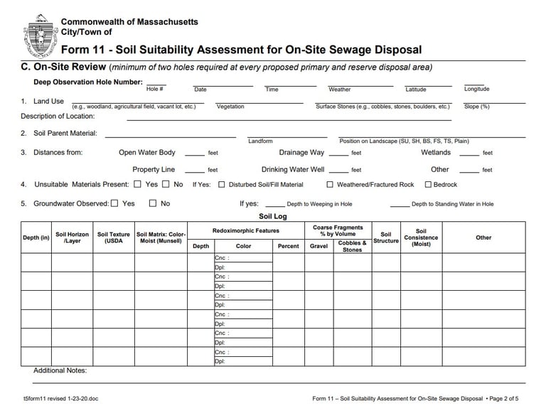 Perc Test for Septic in Massachusetts