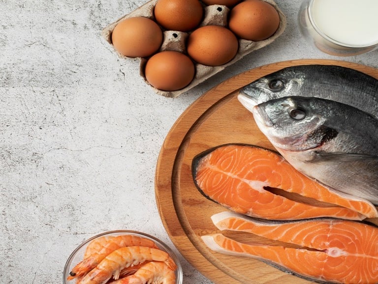 Fish, Eggs, and Prawns