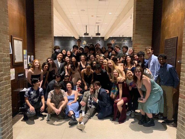 Lovetteers pose in Middle Commons during Middle Commons Ball