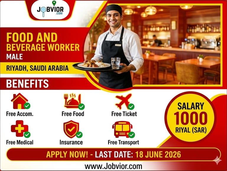 Job poster for Food and Beverage Worker in Riyadh, Saudi Arabia,