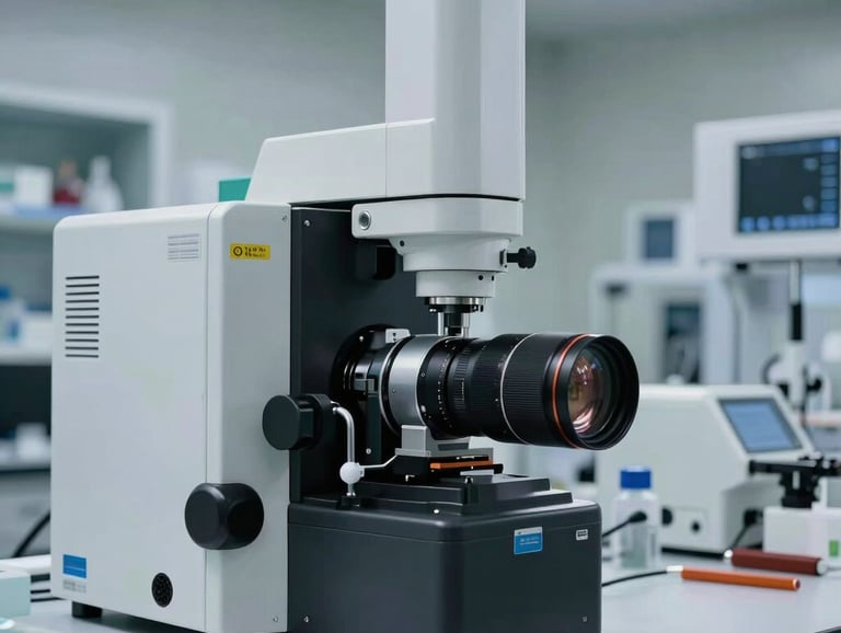 A professional photograph of a high-tech research laboratory with advanced equipment, showcasing modern innovation in an International / Global context.