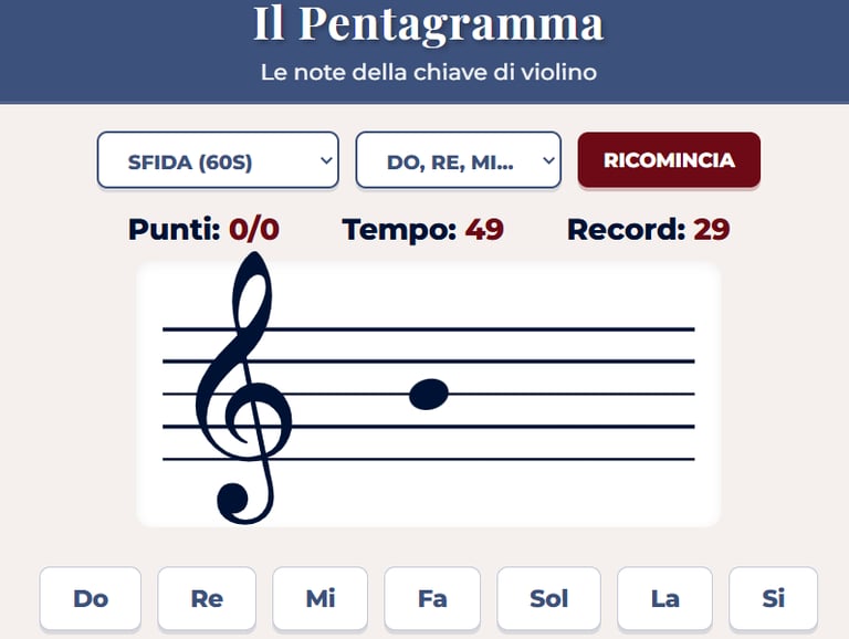 Il Pentagramma Interattivo - Quiz app per imparare a leggere le note