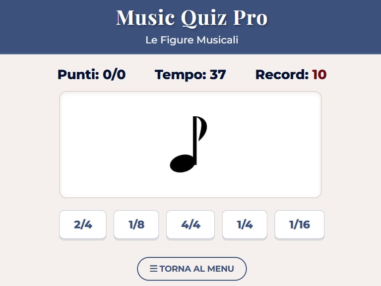 Figure Musicali Interattive - Quiz app per imparare la durata delle note