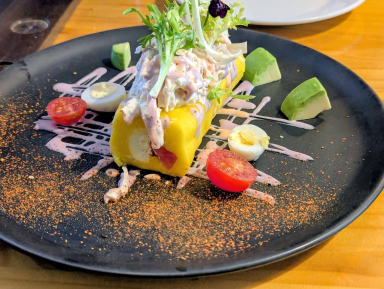 Causa Limeña at Mapacho Craft Beer Restaurant in Aguas Calientes