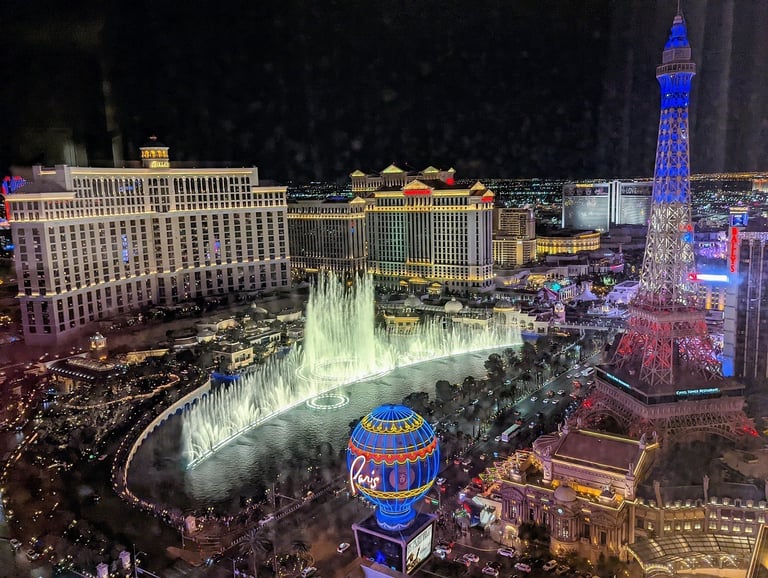 The view from the Batman Suite at Planet Hollywood hotel in Las Vegas