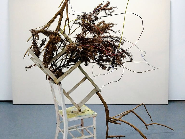 Hedy Leung's 'SWOOSH! POKE! POW! OOF!' Ikebana performance at Open Hand Open Space, Reading