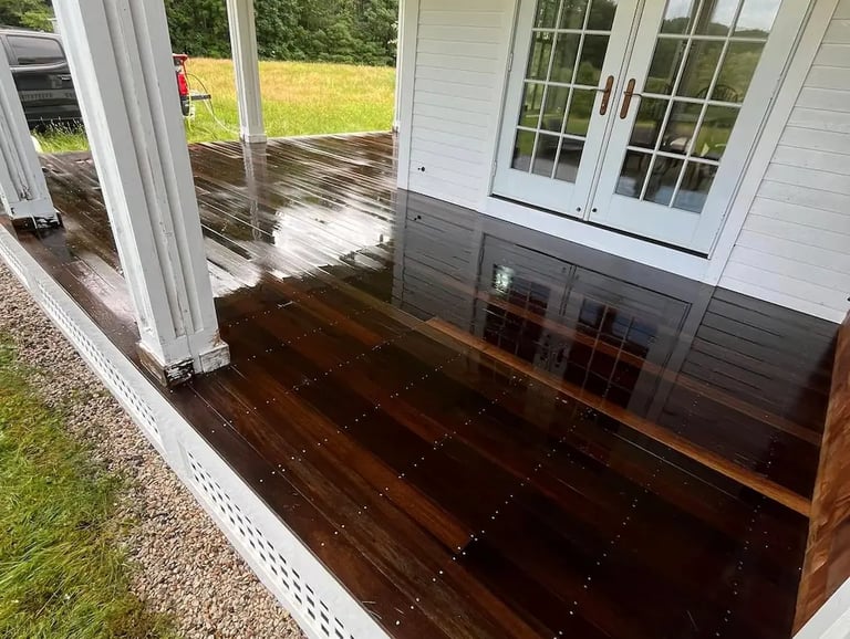 Professional pressure washing services in York, ME for decks, patios, and walkways after coastal bui
