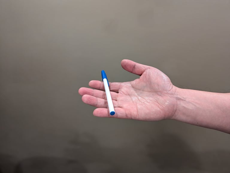 pen on 2nd joint