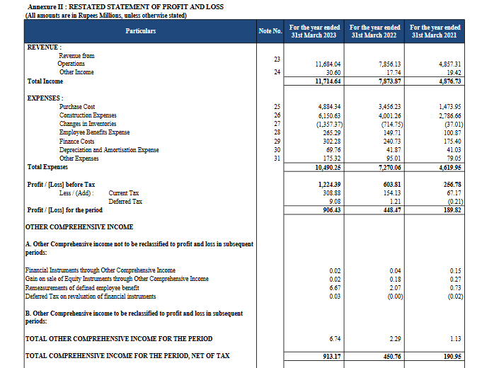 profit and loss statement_vishnu prakash r punglia ipo analysis