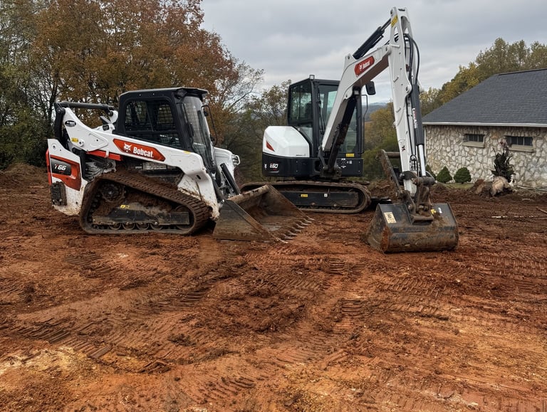 Bobcat skid steer and excavator
