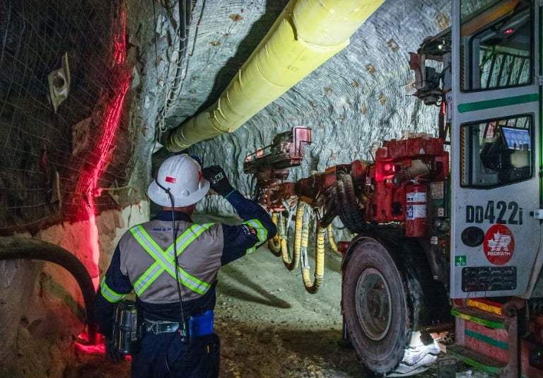 Redpath drill rig in mine