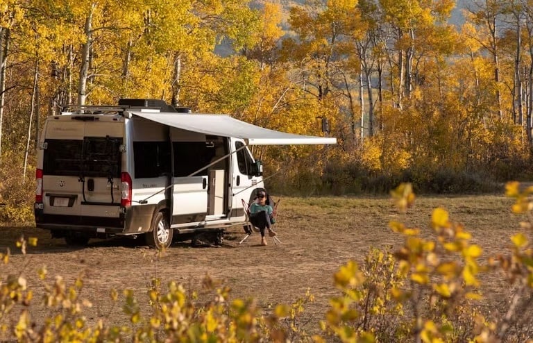 class b motorhome in the fall