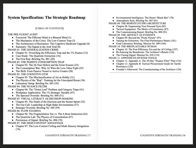 Anchor Book Table of Contents: The Strategic Roadmap. 11 Phases for Cognitive Strength Training