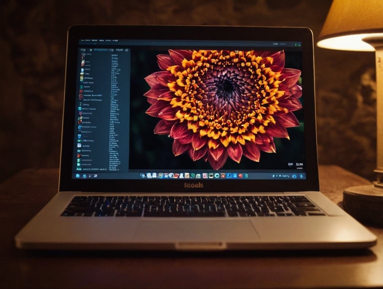 designing a flower logo on a laptop for shropshire web services