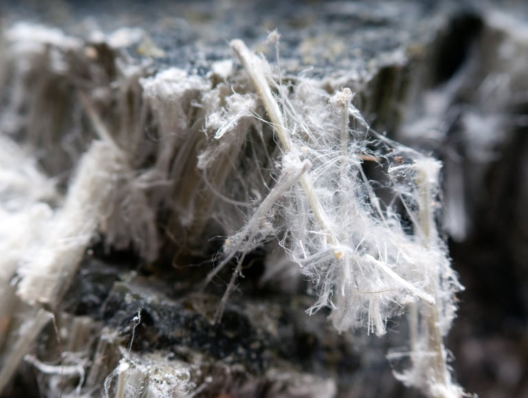 White asbestos fibres (chrysotile)