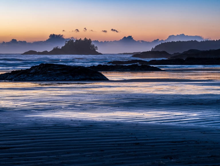 a group surf lesson at a beach near Tofino BC