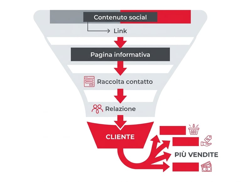 Esempio di funnel marketing in italiano per acquisire clienti online passo dopo passo
