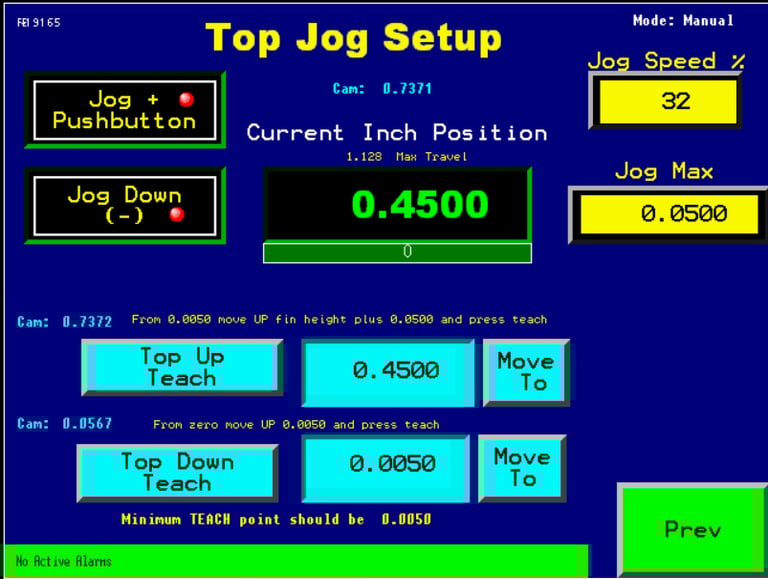 Fin Forming Jog Mode