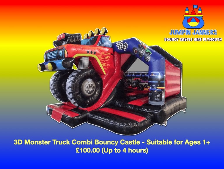 Monster Truck Bouncy Castle Hire Plymouth - Car Themed Bouncy Castle Hire Plymouth