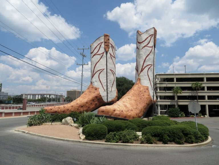 40-foot high Cowboy Boots sculpture outside the North Star Mall in San Antonio