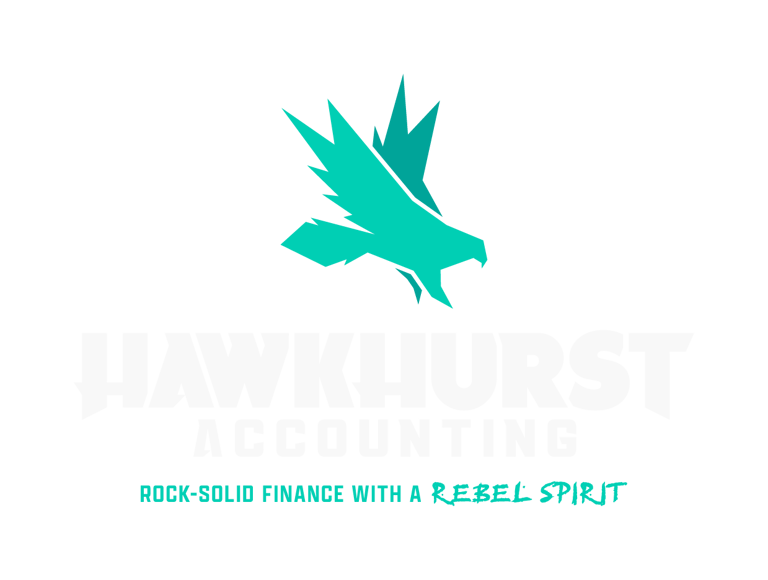 a hawkhawk logo with the words Hawkhurst Accounring Rock-solid finance with a rebel spirit