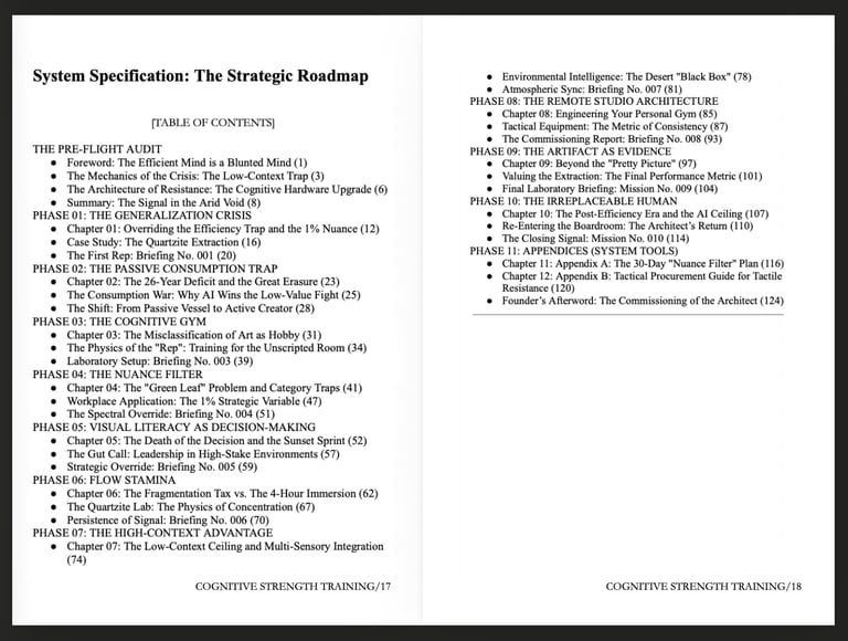 Anchor Book Table of Contents: The Strategic Roadmap. 11 Phases for Cognitive Strength Training
