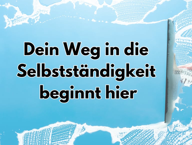 Abzieher, der den Schriftzug "Dein Weg in die Selbstständigkeit beginnt hier" freigibt