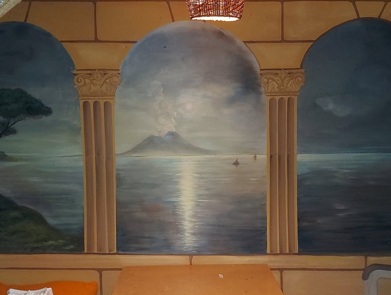 Naples Bay. Workshop rest and dining area decorative wall.