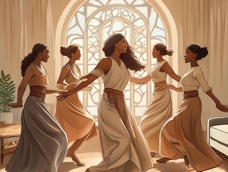 5 femmes qui dansent dans un cercle de femmes