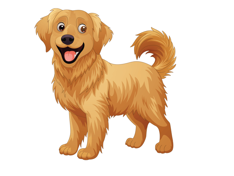 a happy dog standing satisfied that poof pet waste removal cleaned the dog poop