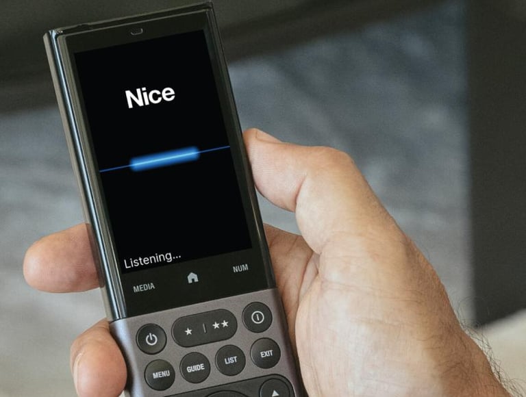 Nice HR40 handheld remote control for luxury home cinema and media room automation.