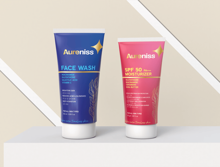 Aureniss face wash and moisturizer