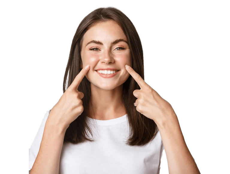 woman wearing white teeth whitening 