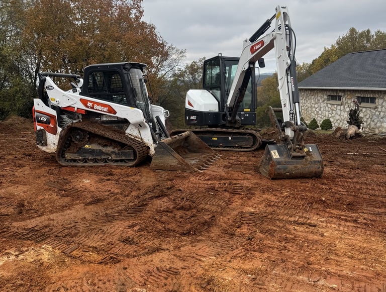 Bobcat skid steer and excavator