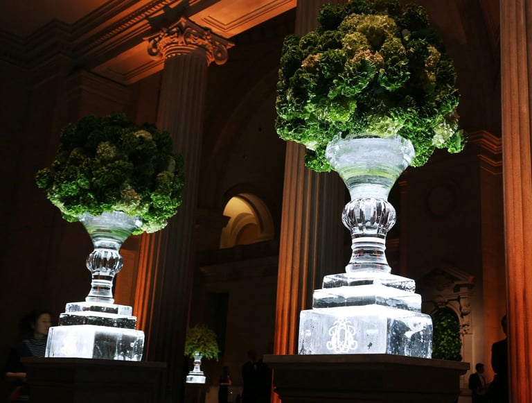 florero gigante de hielo para bodas en buenos aires